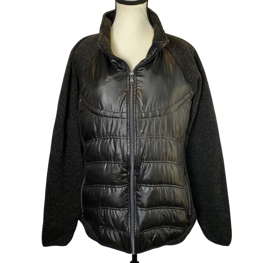 London Fog Women's Black‎ Quilted Down Puffer Jacket XXL Lightweight Thumbholes